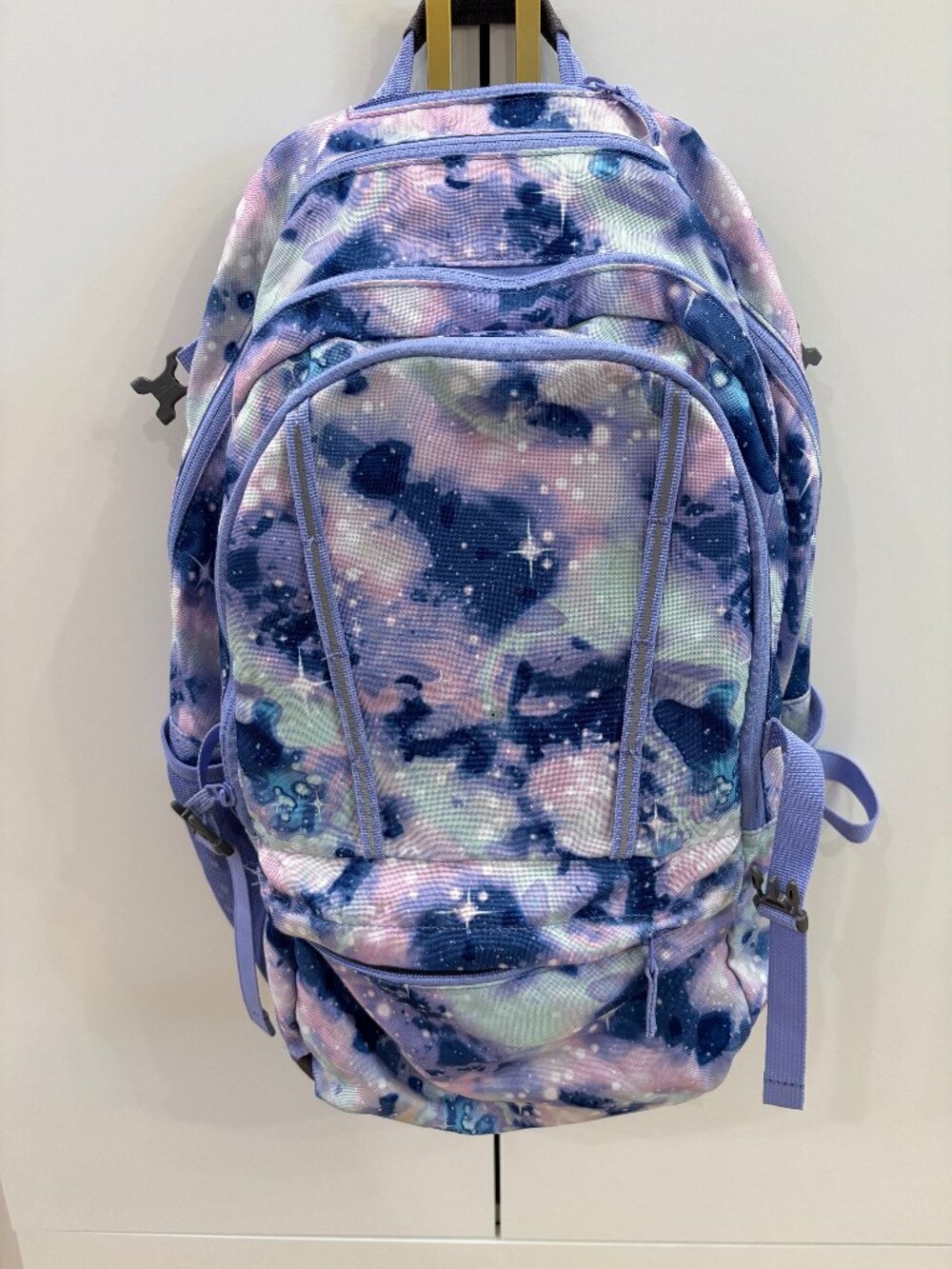 Lands' End Classmate XL Backpack & Insulated Lunchbox Lavender Galaxy EUC